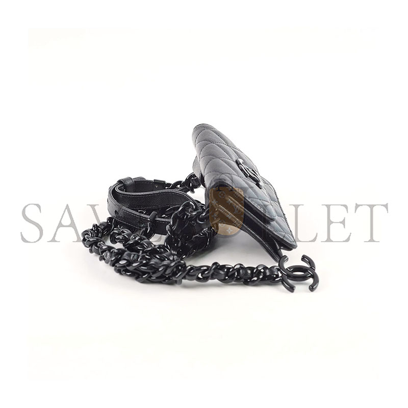 CHANEL MY EVERYTHING FLAP CARD HOLDER QUILTED CAVIAR BELT BAG (12*9*2cm) 